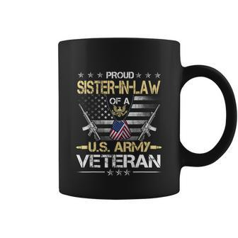 Proud Sister In Law Of A US Army Veteran Flag Veterans Graphic Design Printed Casual Daily Basic Coffee Mug - Thegiftio UK