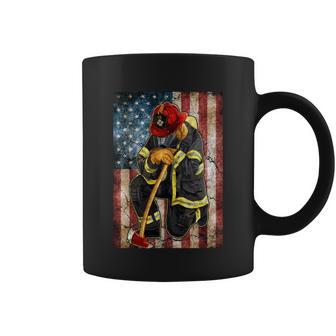 Proud To Be A Firefighter Usa American Flag Red Line Coffee Mug - Monsterry DE