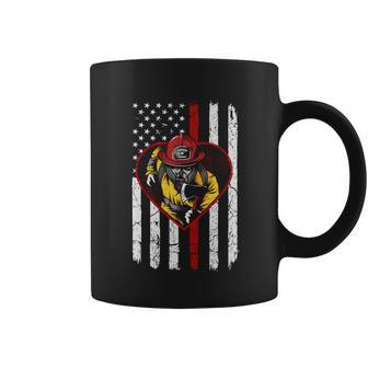 Proud To Be A Firefighter Usa American Flag Thin Red Line Coffee Mug - Monsterry DE