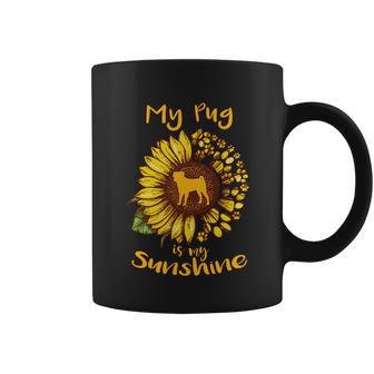 Pug Dog Is My Sunshine Sunflower Dog Paw Funny Puppy Lover Gift Coffee Mug - Thegiftio UK