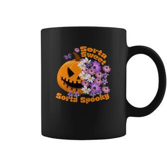 Pumpkin Daisy Sorta Sweet Sorta Spooky Halloween Coffee Mug - Seseable