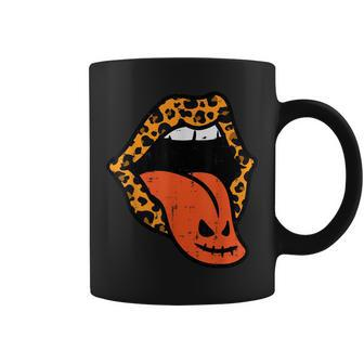 Pumpkin Leopard Lips Adult Halloween Costume For Women Coffee Mug - Thegiftio UK