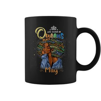 Queens Are Born In May Black Girl Taurus Gemini Coffee Mug - Thegiftio UK