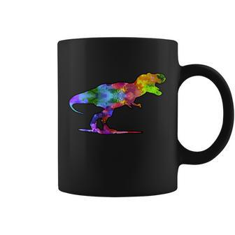 Rainbow Colorful Trex Dinosaur V2 Coffee Mug - Monsterry