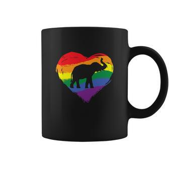 Rainbow Heart Flag Elephant Lgbtq Gay Pride Graphic Design Printed Casual Daily Basic Coffee Mug - Thegiftio UK