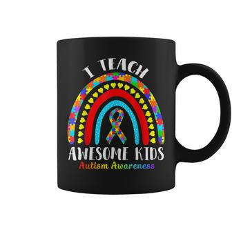 Rainbow I Teach Awesome Kids Ribbon Autism Sped Teacher Coffee Mug - Thegiftio UK