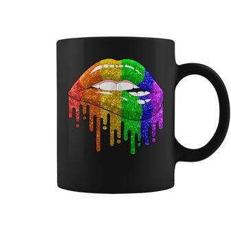 Rainbow Lips Biting Sexy Cool Lgbt Gay Lesbian Homosexual Coffee Mug - Thegiftio UK