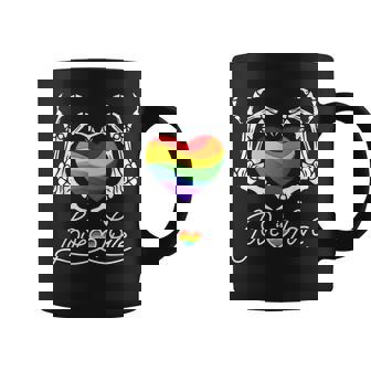 Rainbow Skeleton Heart Love Is Love Lgbt Gay Lesbian Pride V2 Coffee Mug - Thegiftio