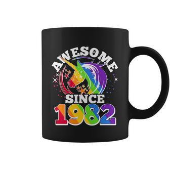 Rainbow Unicorn Awesome Since 1982 40Th Birthday Coffee Mug - Monsterry