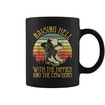 Raisin Hell With The Hippies And The Cowboys Funny Coffee Mug - Thegiftio UK