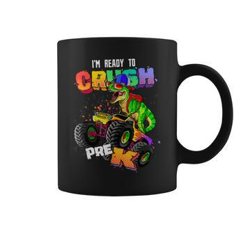 Ready To Crush Pre-K Monster Truck T Rex Boys Dinosaur Kids Coffee Mug - Seseable