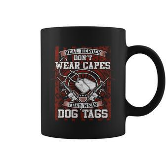 Real Heroes Dont Wear Capes They Wear Dog Tags Graphic Design Printed Casual Daily Basic Coffee Mug - Thegiftio UK