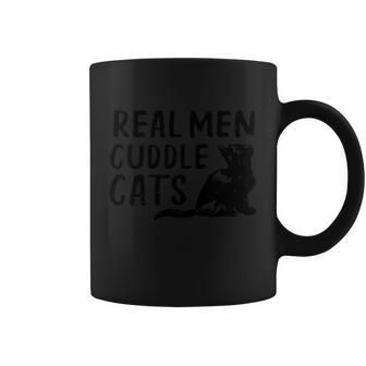Real Men Cuddle Cats Black Cat Animals Cat Coffee Mug - Thegiftio