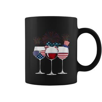 Red White And Blue Wine Glass 4Th Of July Coffee Mug - Monsterry UK