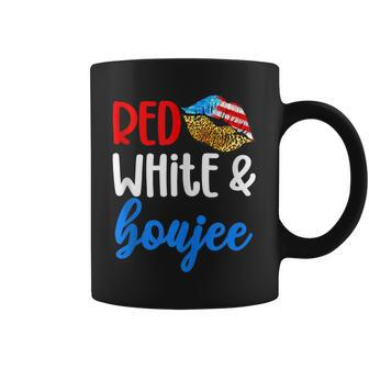 Red White And Boujee Funny 4Th Of July American Flag Lips Coffee Mug - Seseable