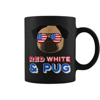 Red White And Pug Funny Usa Dog 4Th July Coffee Mug - Seseable