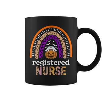 Registered Nurse Rainbow Leopard Print Rn Pumpkin Halloween Coffee Mug - Seseable