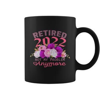 Retired 2022 Funny Retirement Cute Pink Flowers Coffee Mug - Monsterry