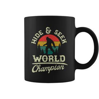 Retro Bigfoot Hide And Seek World Champion Sasquatch Coffee Mug - Monsterry