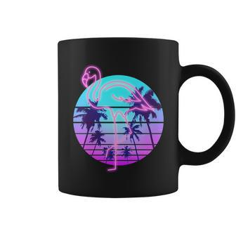 Retro Eighties 80S Neon Flamingo Emblem Coffee Mug - Monsterry