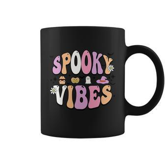 Retro Groovy Flower Spooky Vibes Funny Halloween Graphic Design Printed Casual Daily Basic Coffee Mug - Thegiftio UK