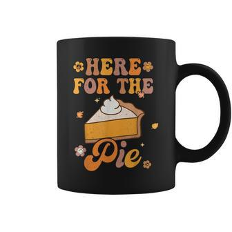 Retro Groovy Here For The Pie Thanksgiving Pumpkin Fall Vibe Coffee Mug - Thegiftio UK