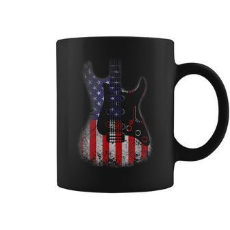 Retro Guitar Us Flag Distressed 4Th Of July Guitar Lover Coffee Mug - Thegiftio UK