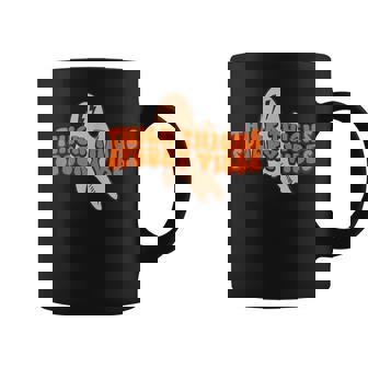 Retro Halloween Thick Thighs Spooky Vibes Witchy Ghost Boo Coffee Mug - Seseable