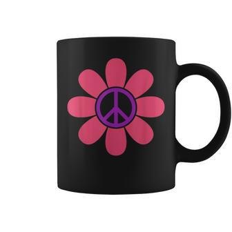 Retro Peace Sign Hippie Flowers 60S 70S Flower Peace Symbol  Coffee Mug