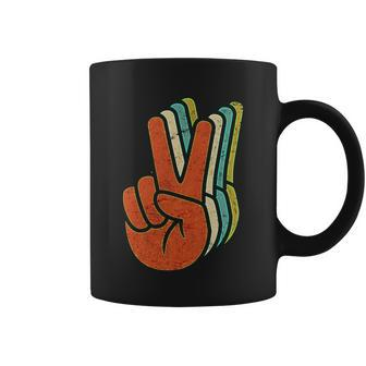 Retro Peace Symbol Hand Coffee Mug - Monsterry