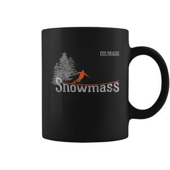 Retro Snowmass Colorado Distressed Skiing Coffee Mug - Monsterry