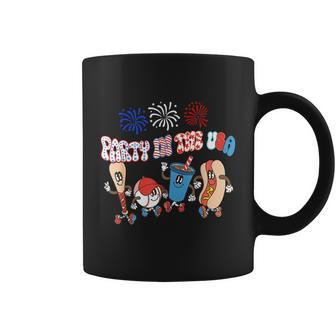 Retro Style Party In The Usa 4Th Of July Baseball Hot Dog Coffee Mug - Monsterry CA