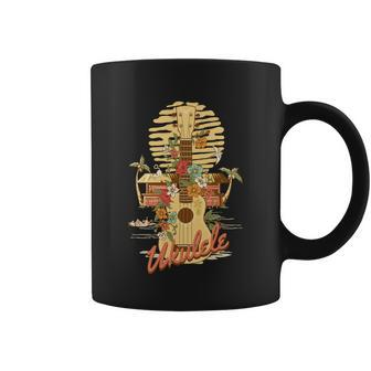 Retro Vintage Ukulele Vintage Ukulele Themed Hawaiian Coffee Mug - Monsterry