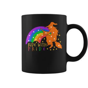 Ride With Pride Witch Halloween Lgbtq Coffee Mug - Seseable