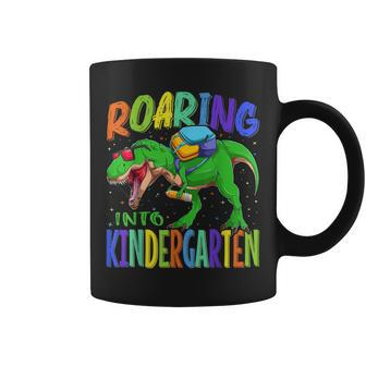 Roaring Into Kindergarten Dinosaur T Rex Back To School Boys Coffee Mug - Seseable