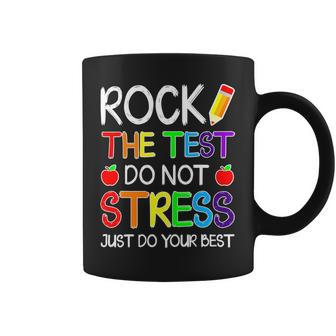 Rock The Test Do Not Stress Teacher Testing Day Rainbow Coffee Mug - Seseable