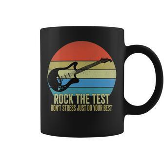 Rock The Test Dont Stress Test Day Funny Testing Day Teacher Coffee Mug - Seseable