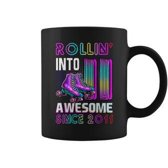 Rollin Into 11 Awesome 2011 Roller Skating 11Th Birthday Coffee Mug - Seseable
