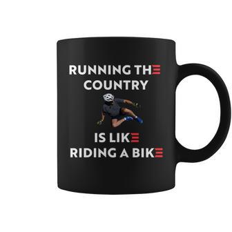 Running The Country Is Like Riding A Bike Funny Biden Meme Coffee Mug - Monsterry
