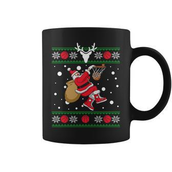 Santa Dunking Basketball Ugly Christmas Coffee Mug - Monsterry