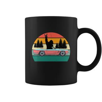 Sasquatch Bigfoot Driving Car Retro Sunset Funny Coffee Mug - Monsterry DE
