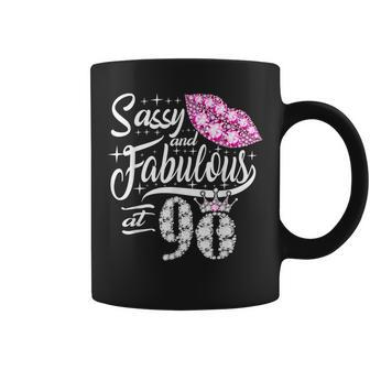 Sassy And Fabulous At 90 Years Old 90Th Birthday Crown Lips Coffee Mug - Seseable