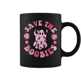 Save The Boobies Flower Boo Ghost Halloween Breast Cancer Coffee Mug - Thegiftio UK