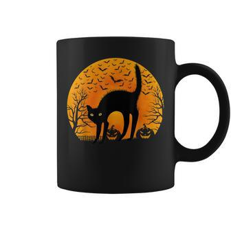 Scary Black Cat Full Moon Funny Cats Lover Halloween Costume Coffee Mug - Seseable