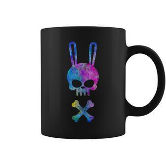Scary Skull And Crossbones Bad Rabbit Horror Bunny Tie Dye Coffee Mug - Thegiftio UK