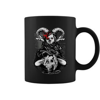 Scary Witch Holding Skull Coffee Mug - Monsterry CA