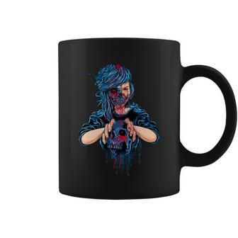 Scary Witch Holding Skull V2 Coffee Mug - Monsterry CA