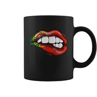 Sexy Biting Lips Portugal Pride Portuguese Flag Graphic Design Printed Casual Daily Basic Coffee Mug - Thegiftio UK