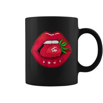Sexy Strawberry Lips Red Lipstick Woman Strawberries Mouth Graphic Design Printed Casual Daily Basic Coffee Mug - Thegiftio UK