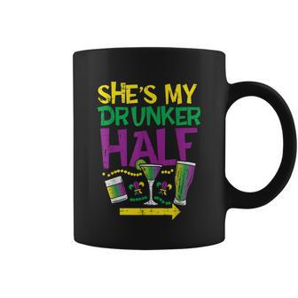 Shes My Drunker Half Matching Couple Boyfriend Mardi Gras Graphic Design Printed Casual Daily Basic Coffee Mug - Thegiftio UK